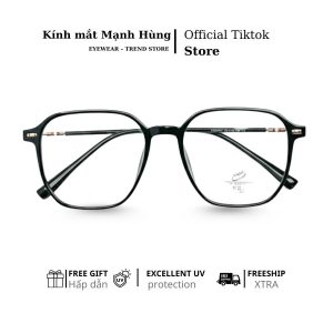 Gọng kính form vuông trẻ trung – chất liệu nhựa dẻo siêu nhẹ khó gãy, đeo êm thoải mái, phù hợp cả nam và nữ phong cách Hàn